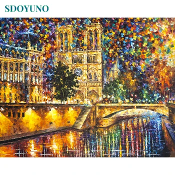 

Frame DIY Painting By Numbers Notre Dame De Paris Colorful Acrylic Paint By Numbers Handpainted Oil Painting For Home Decot Arts