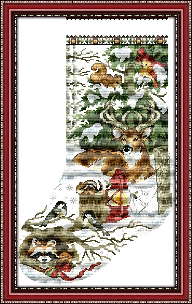 Зимние джунгли рождественские чулки Набор для вышивки крестом 14ct 11ct граф печатных холсты стежков вышивка DIY рукоделие ручной работы