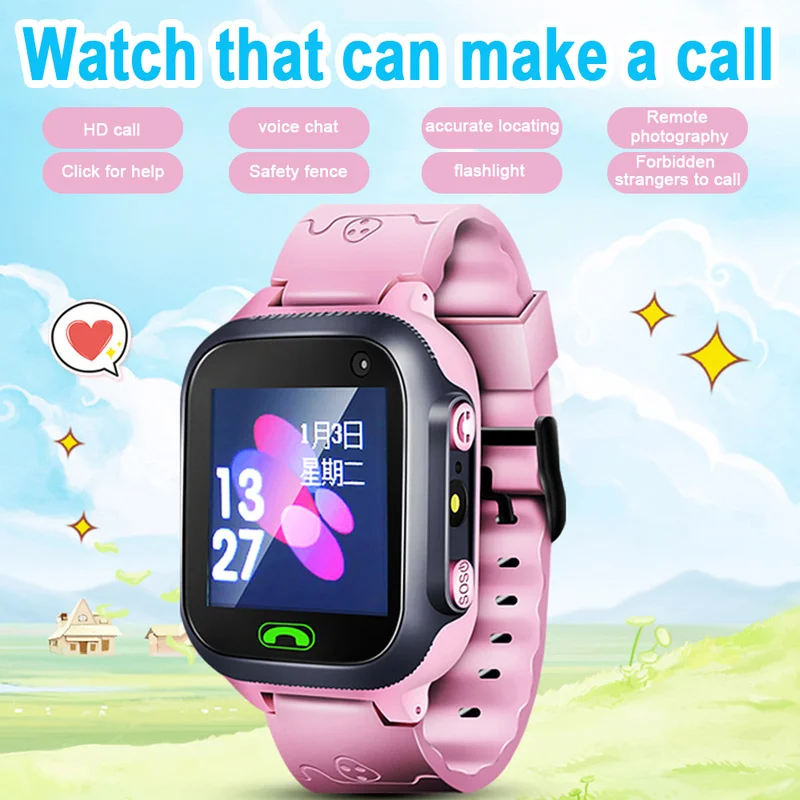

Children Smart Watch Camera Lighting Touch Screen SOS Call LBS Tracking Location Finder Kids Baby Smart Watch