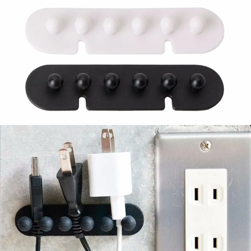

5 Slot Cable Clip Holder Desktop Plug Cord Management Fixture Organizer Storage