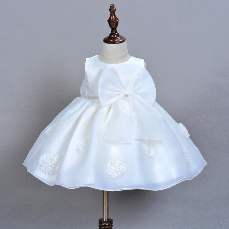 Белое платье для новорожденных девочек с изображением ангела; праздничная одежда для дня рождения; одежда для маленьких девочек; бальное платье на крестины; От 0 до 2 лет