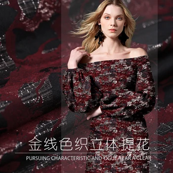 

New product golden thread color woven jacquard suit coat fabric classical brocade autumn winter fashion fabric