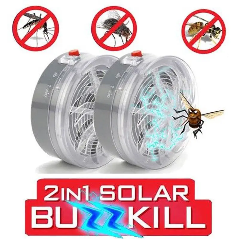 2PCS/Lot Solar Powered Mosquito Killer Lamp Fly Insect Bug Trap Zapper Killer Anti Mosquito
