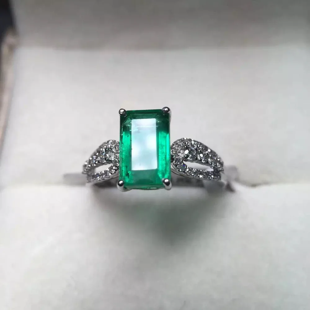 5.6*8.7mm 1.9ct gold 2.09g fine jewelry perfect 18k gold perfect highest grade green emerald ring wedding ring
