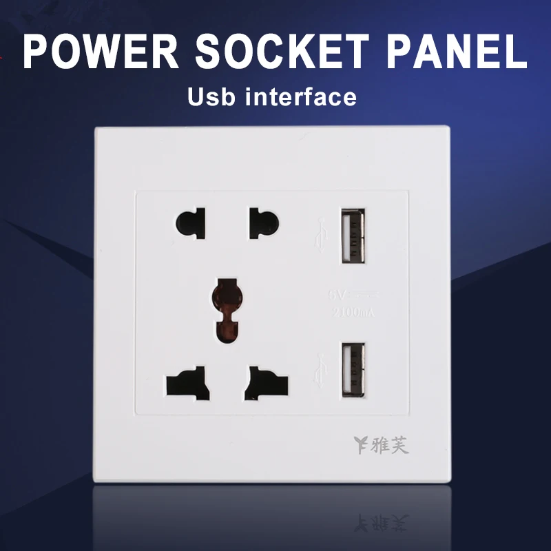 

Electrical Outlet Outlet Wall Mount Durable Multifunction 2 USB Power Bathroom Stairs Anywhere Office