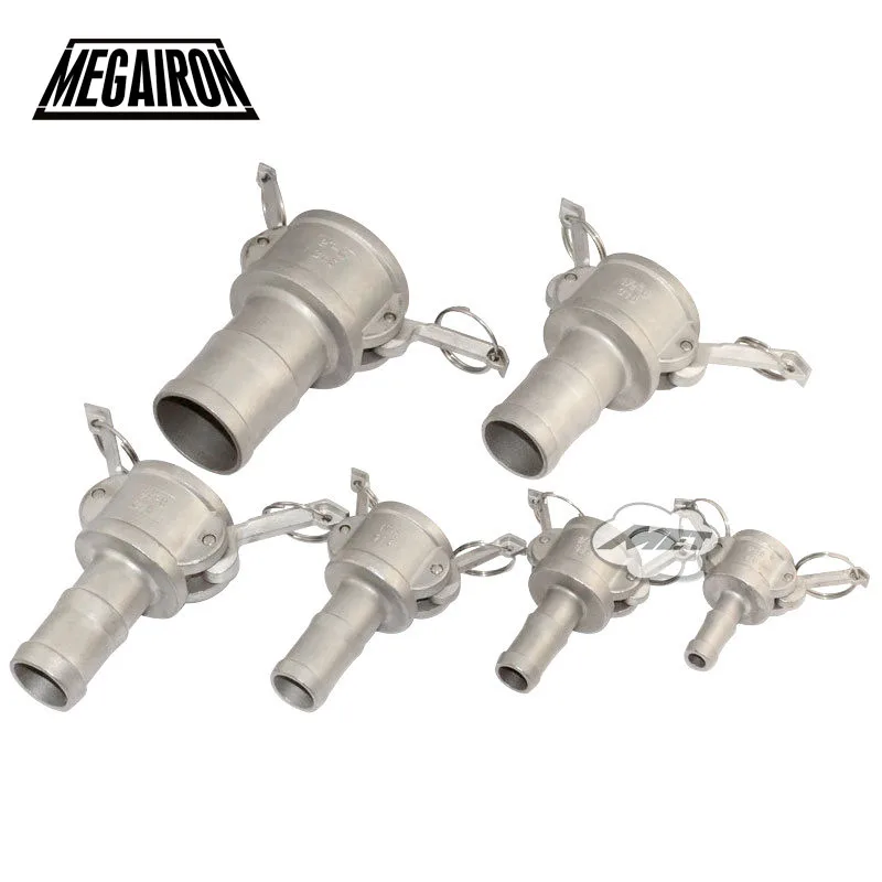 

MEGAIRON 1/2"-2" Hose Tail Barb Stianless Steel 304 Type C Trash Pump Adapter Female Camlock Fittings Cam Groove Max 250Psi