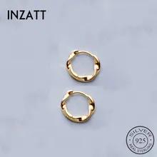INZATT, настоящее 925 пробы, серебряные, минималистичные, крученые, круглые серьги-кольца для модных женщин, вечерние, хорошее ювелирное изделие,, аксессуары