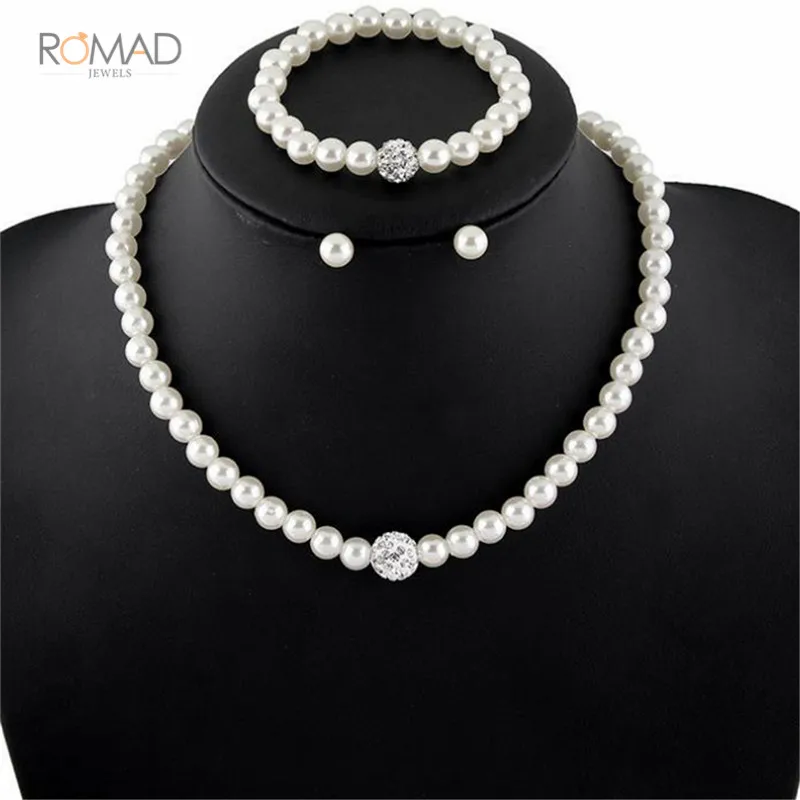 

Romad Pearl Jewelry Sets Necklace Bracelet Earrings For Women Pearl Sets Fine Jewelry