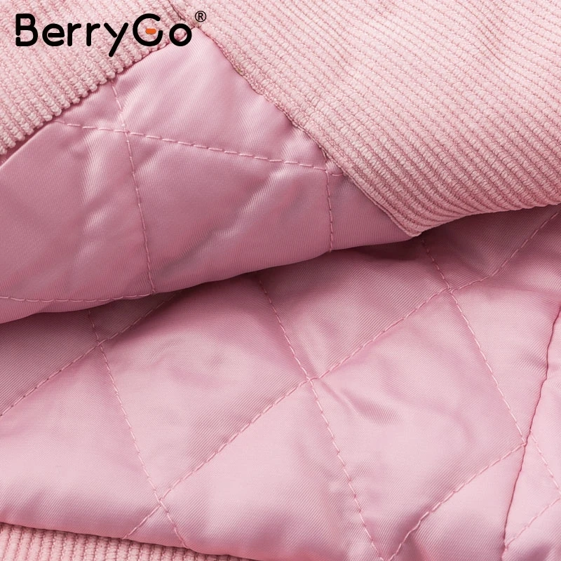 BerryGo Толстая теплая Вельветовая стеганая куртка пальто из искусственного меха с
