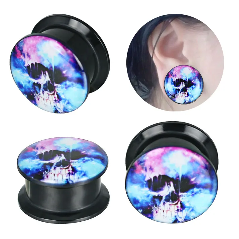 1 Pair Cloud Skeleton Acrylic Ear Plugs and Tunnels Piercing Expander Gauges Plug Ear Flesh