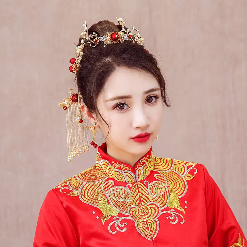 Дизайн расческа для волос с кисточками палочки для волос в китайском стиле дворцовый шаг встряхивание Золотая свадебная корона невесты