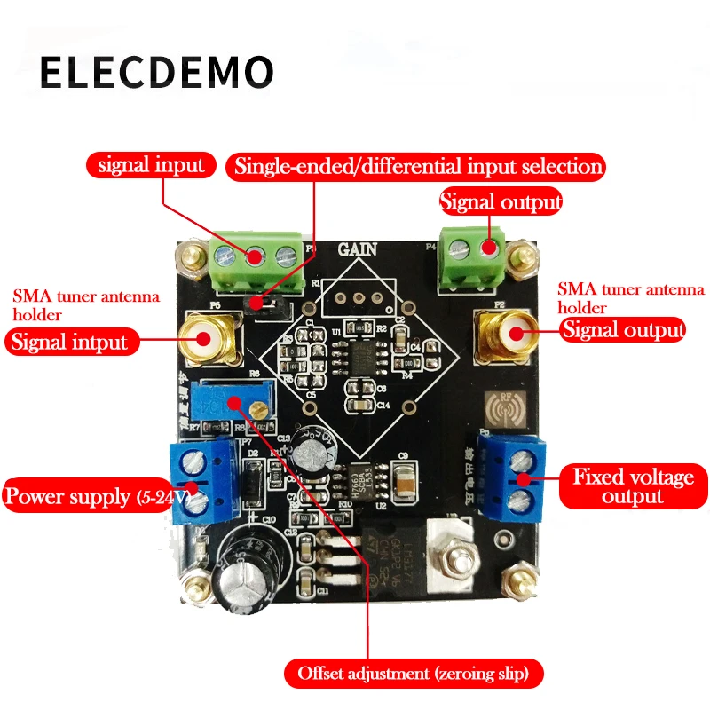 AD623 Module Instrumentation Amplifier Voltage Amplifier Module Adjustable Single Supply Single Ended Differential Small Signal 5