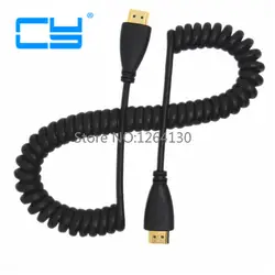 Высокая Скорость Мужчина HDMI (женский) Весна Эластичные Curl кабеля V1.4 3D для sony видеокамер Canon PS3