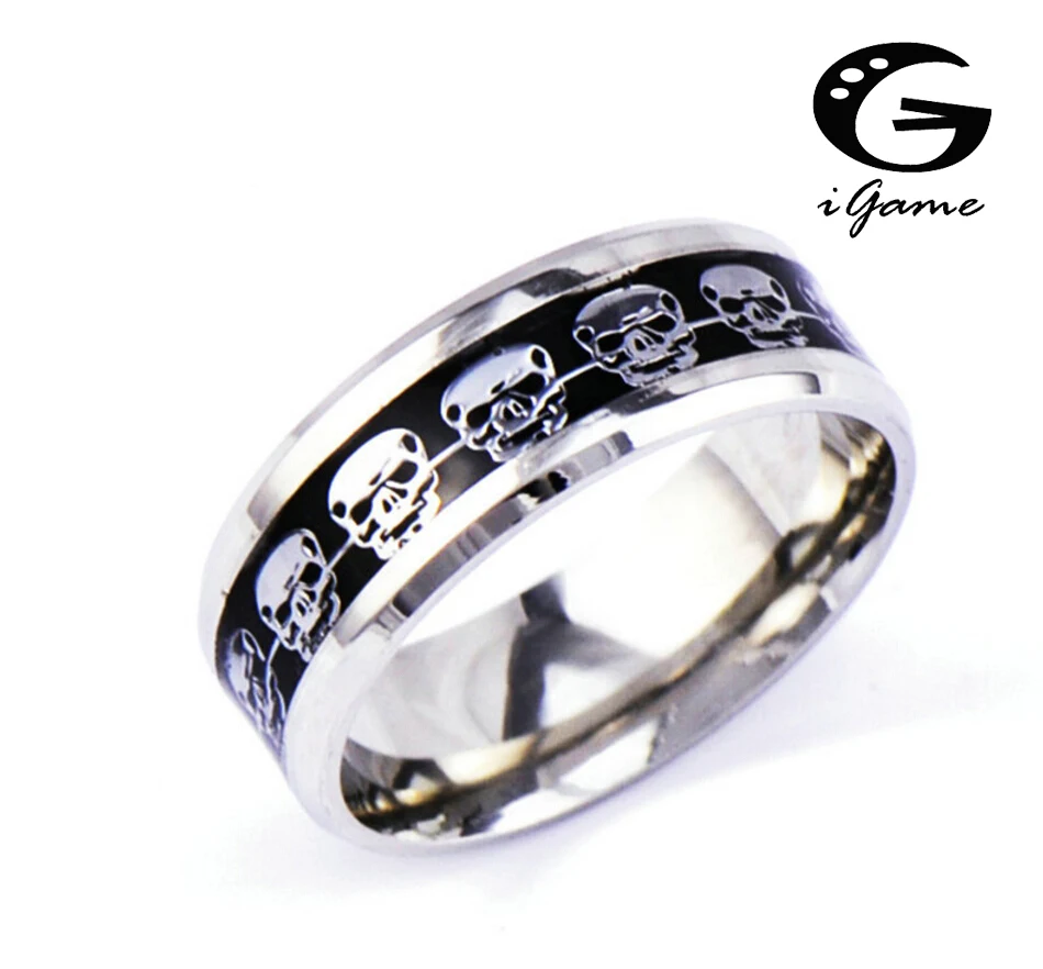 

Free shipping Men's Fashion Finger Ring 4 Colors Option Novelty Cool Skull Design Stainless Steel Material Party Ring Wholesale