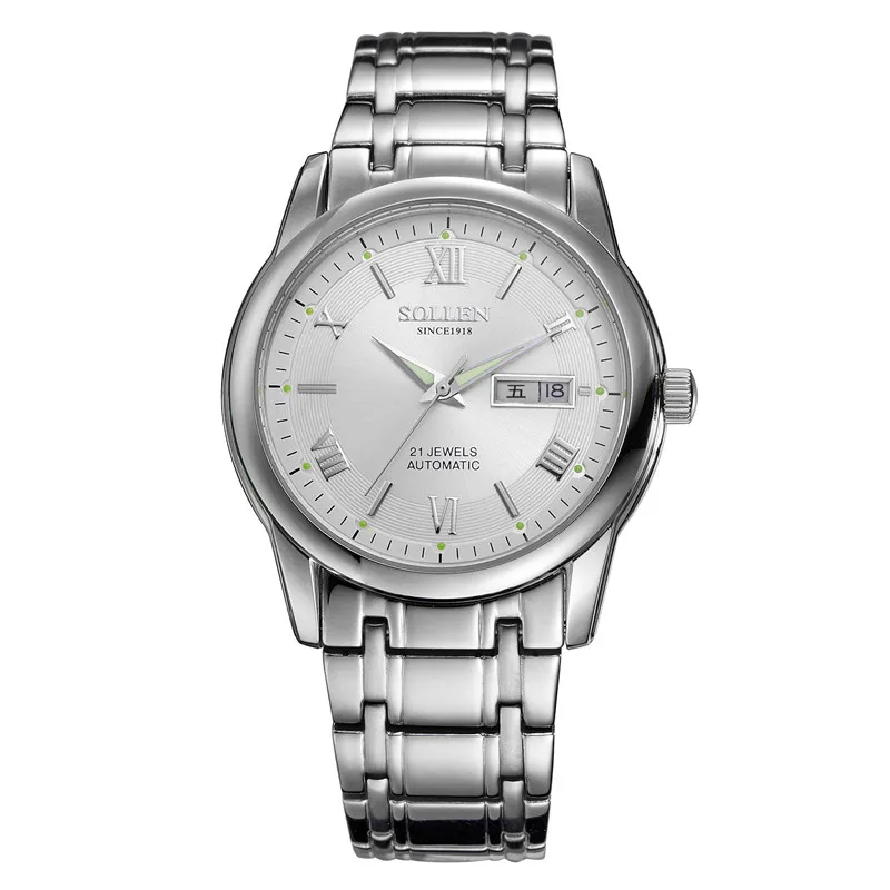 

Genius Tritium Gas SOLLEN Luminous Watch Men Waterproof Quartz Watch Male Full Steel Military watches Natural Light