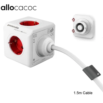 

Allocacoc Extended PowerCube Socket EU DE Plug 5 Outlets Adapter with 1.5m / 3m Cable Extension Adapter Multi Switched Socket