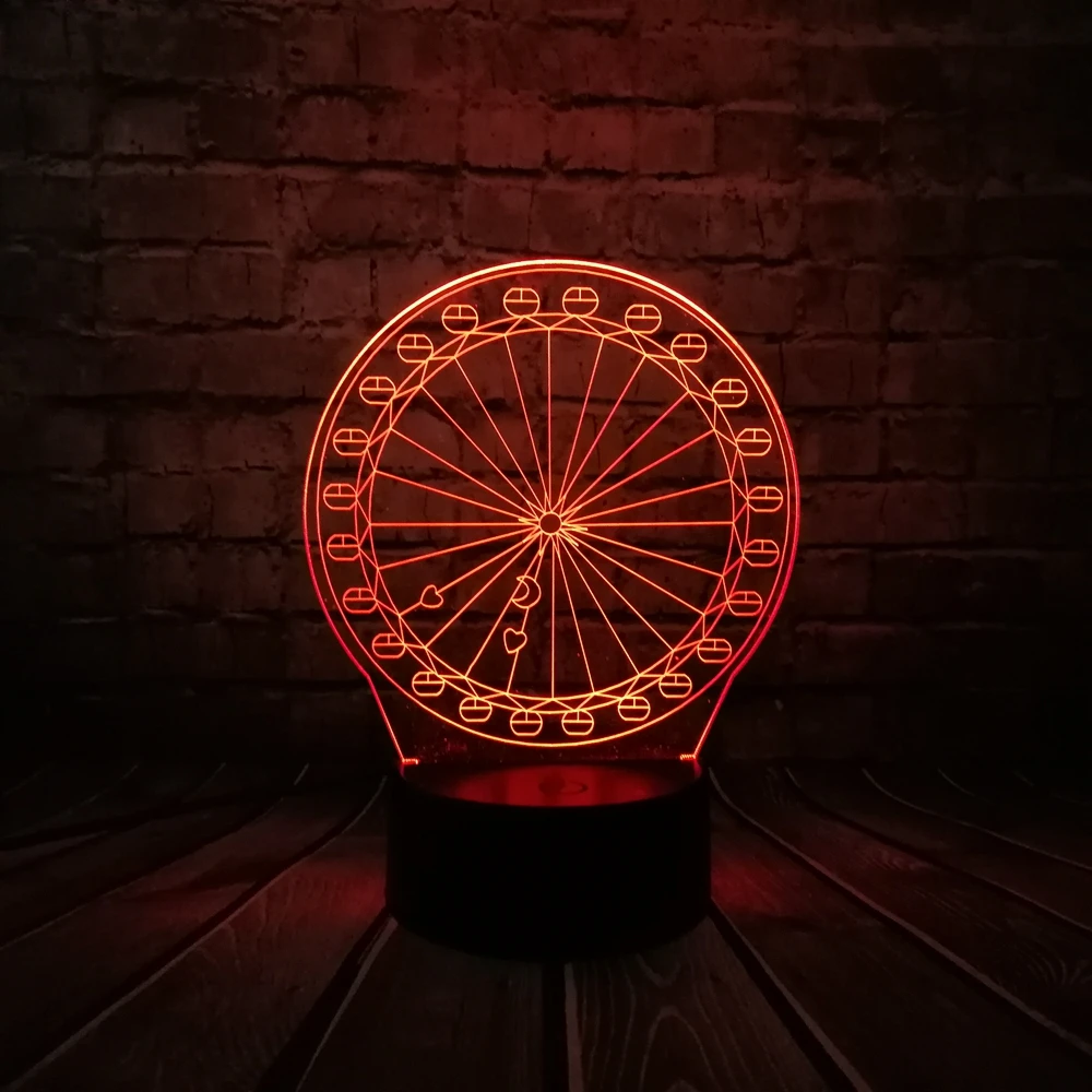Инновационный гаджет колесо обозрения 3D светодиодный USB лампа оптический генератор Акриловая энергосберегающая настольная романтическая девушка подарок украшение