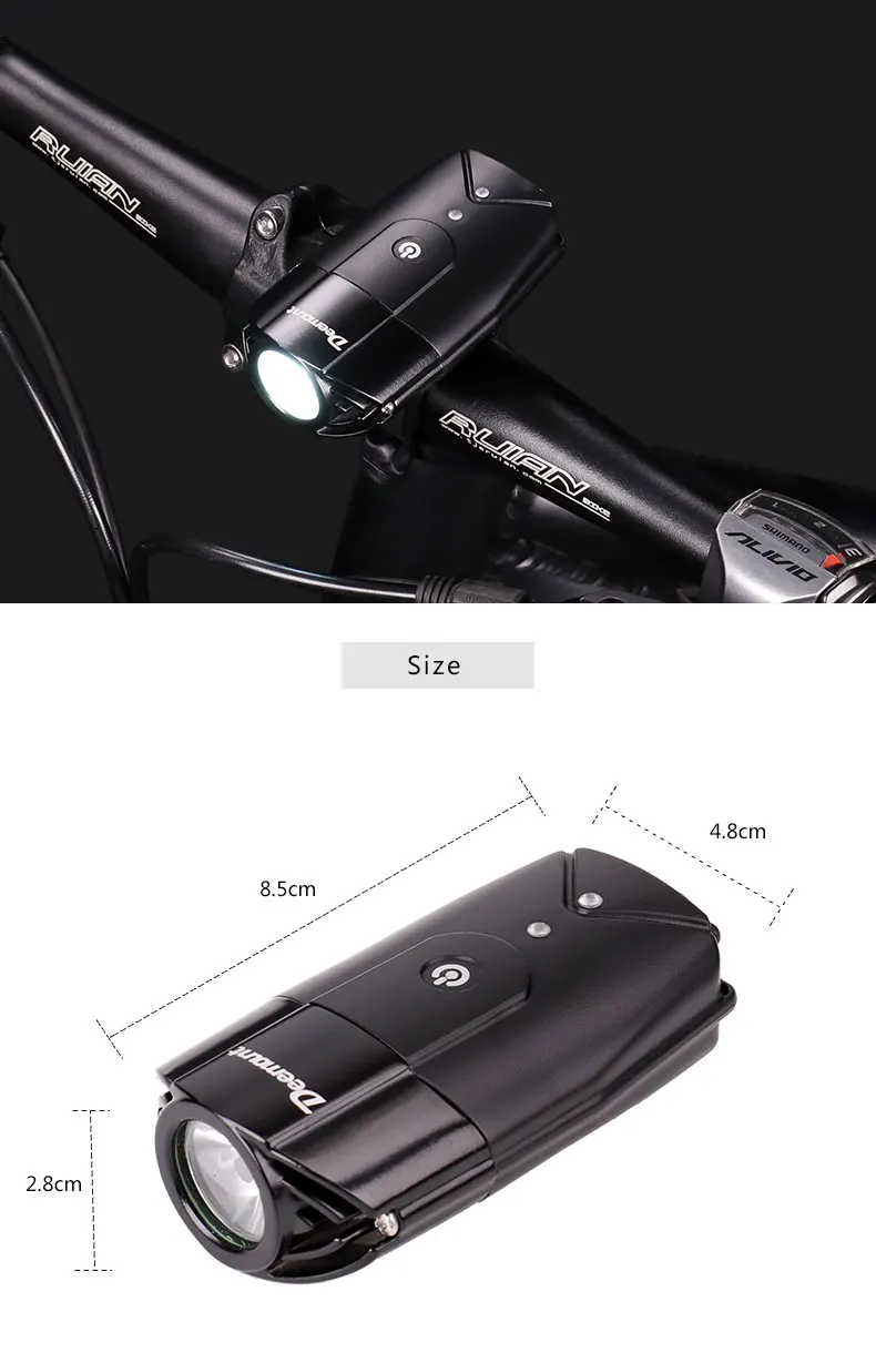 Perfect Deemount BCL-210 Bicycle Headlight Cycling R3 L2 LED Front Lighting USB Charge Touch Switch Water Proof Handlebar Lantern 0