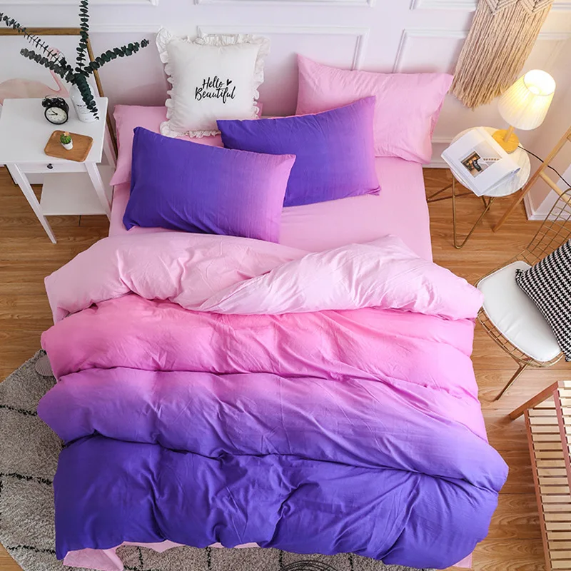 

Luxury Bedding Sets Gradient Color Print Bedding Sets Duvet Cover Bed Sheet Pillowcase 4pcs Bed Linen Full King Twin Queen Size