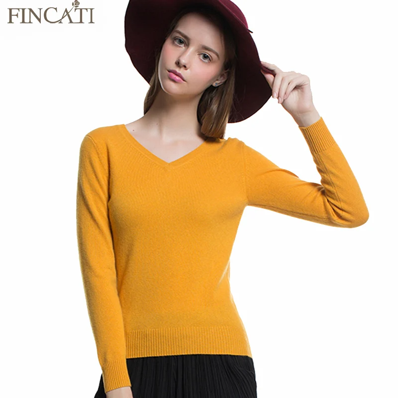 Image European Style V Neck Collar Pullover Wool Knitting Cashmere Elastic Sweater Coat Slim Base Shirt Multicolors Sweaters Knitwear