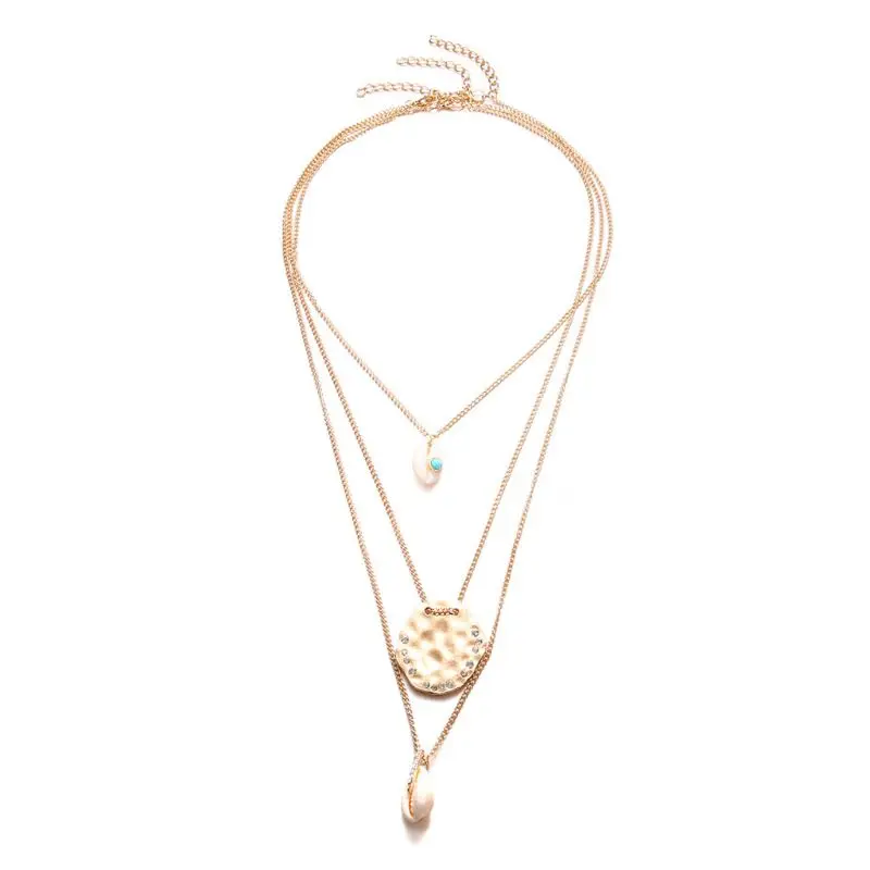 

Three Layers Shell Pendant Necklace Natural Seashell Necklace Bohemian Jewelry