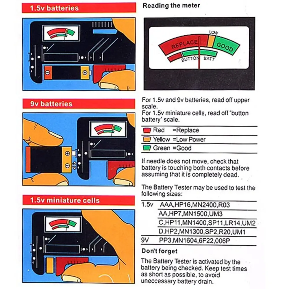 Универсальный тестеры аккумуляторной батареи батарея ёмкость тестер Электрический тестер 1,5 в 9 в AA AAA кнопки сотового метр проверки Вольт тестер
