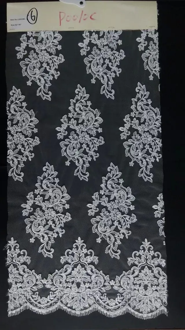 

New arrival purple high quality ivory african lace cord lace fabric for dress