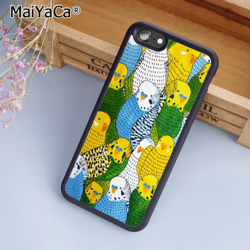 Чехол для телефона MaiYaCa Bird Budgie с голубыми зелеными перьями iPhone 5 6 6s 7 8 plus 11 pro X XR XS max