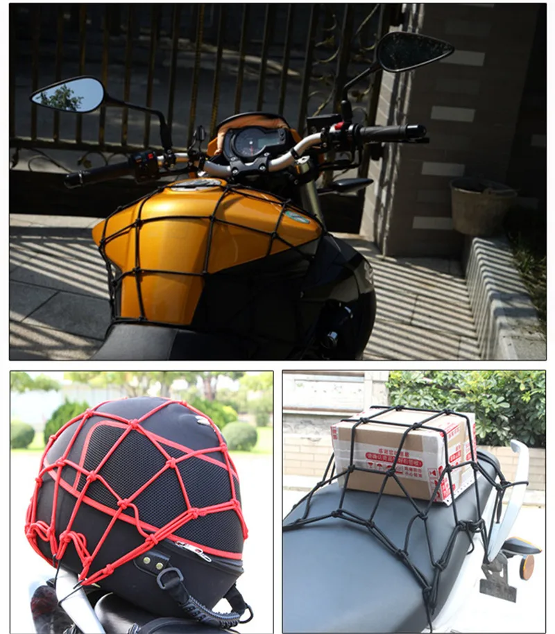 GSPSCN 40*40cm Motorcycle Helmet Net Fuel tank Nets 25 Mesh Strap Cable for Storage Carrier Bags,Cargo Fix Net for Sundries Net