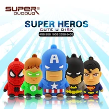 Мини-модель usb флеш-накопитель Бэтмен 4 ГБ 8 ГБ 16 ГБ superheros 32 Гб 64 Гб Супермен u диск Человек-паук карта памяти