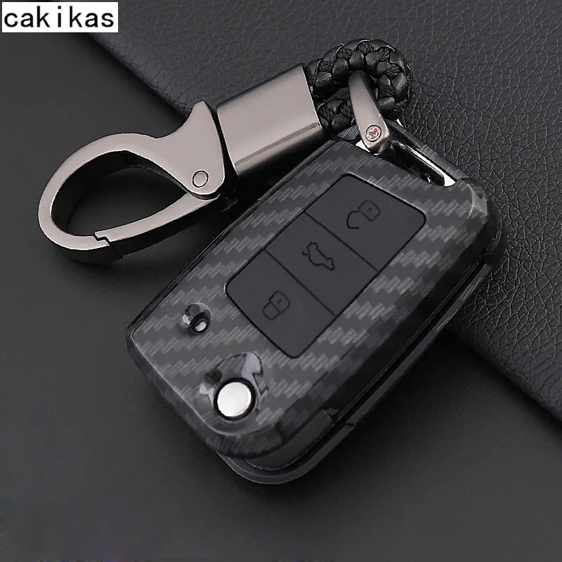 Углеродное волокно + силиконовый чехол для ключей VW Polo Golf 7 Tiguan Skoda Octavia Kodiaq Karoq SEAT