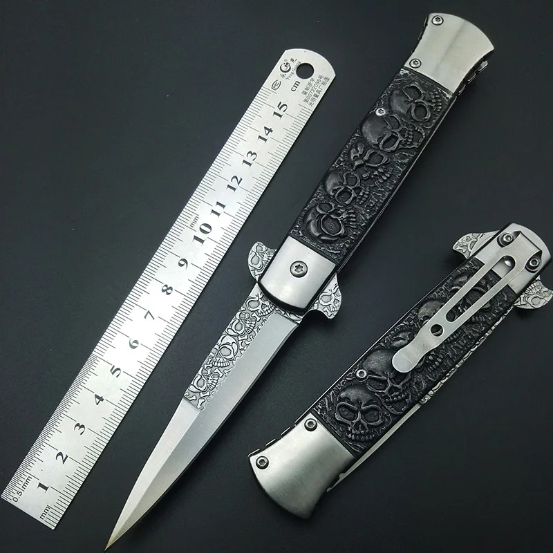 Череп-призрак 3 стиля Stonewash стальные уличные ножи карманный нож складное лезвие походные тактические ножи инструменты для выживания подарки
