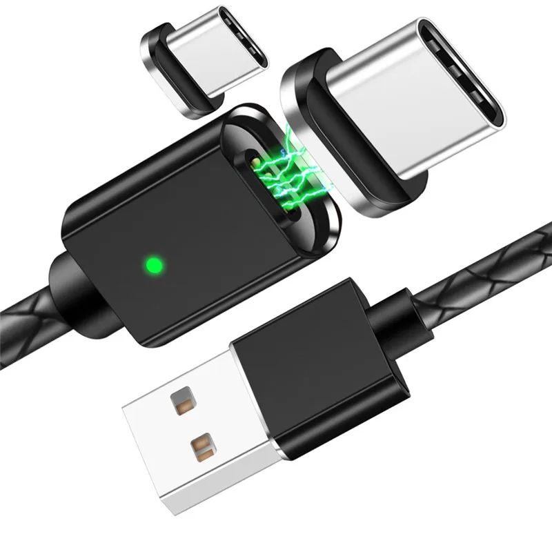 Магнитный кабель OLAF usb type-C для samsung Galaxy S9 S8, быстрое зарядное устройство, магнитный кабель для huawei mate 20 Pro Xiaomi Mi 8, usb type-C - Цвет: Black Type C Cable