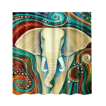 

Decorative Home Decor Bathroom Shower Curtain with 12 Hooks Elephant