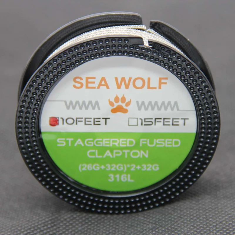 Перестраиваемый Сплавленный провод Clapton SEA WOLF 10 футов SS316L (26GA + 32GA)x2 32GA SS для RDA RBA