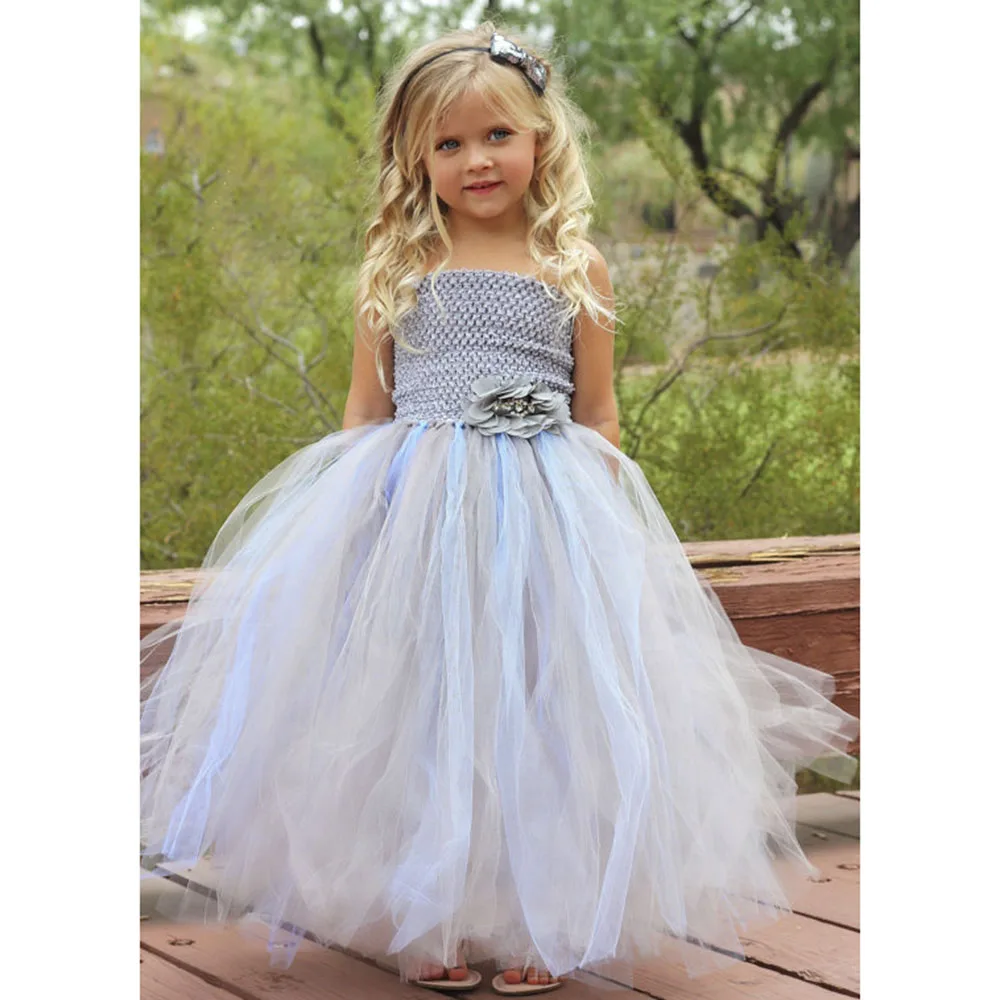 Aliexpress.com : Buy Light Blue and Silver Flower Girl ...