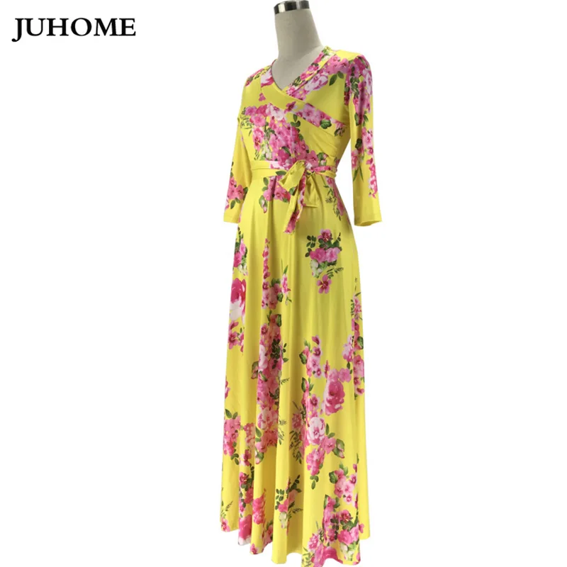 Платье макси с длинным рукавом пляжная одежда boho Туника femininos vestidos Осень цветочный принт модное Цветочное платье длинное сексуальное платье