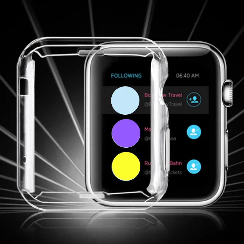 

1PC Hot 38/42mm Transparent Frame Case Clear Ultra Thin TPU Silicone Protective Cover For Apple Watch Series 3/2