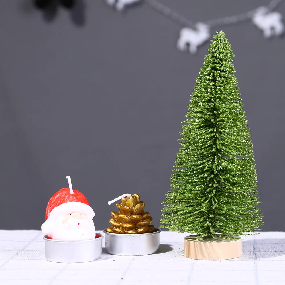 Рождественская елка мини светло-зеленая сосна с деревянной основой DIY ремесла домашнее рождественское настольное украшение украшения для дома