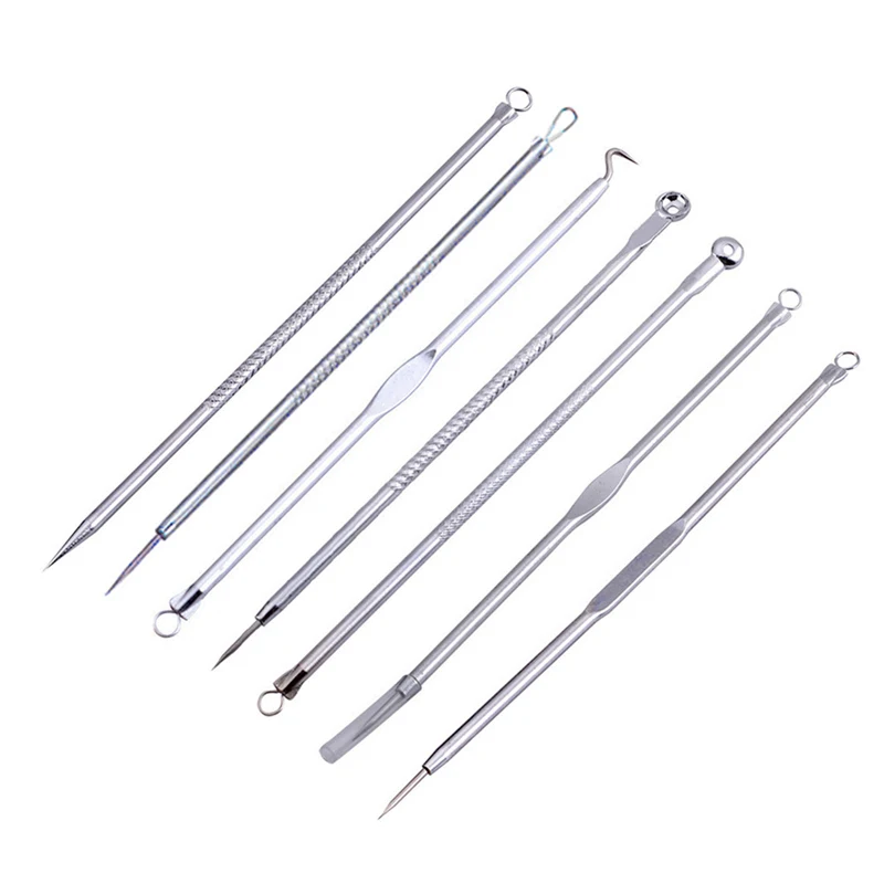 

7Pcs/Set Stainless Steel Blemish Blackhead Remover Extractor Tool Acne Needles Pimple Removal Spoon For Face Clean