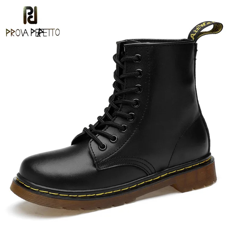 

Prova perfetto New PU Leather Ankle Boots Women Fall Winter Flat Platform Shoes Plus Size Martins Boots Zip Motorcycle Booties