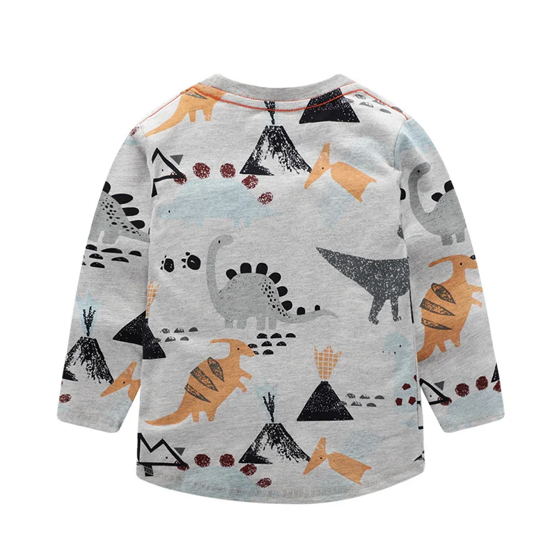 BINIDUCKLING/ детская футболка, толстовка одежда для маленьких мальчиков топы с длинными рукавами с рисунком динозавра, весенне-Осенняя детская одежда