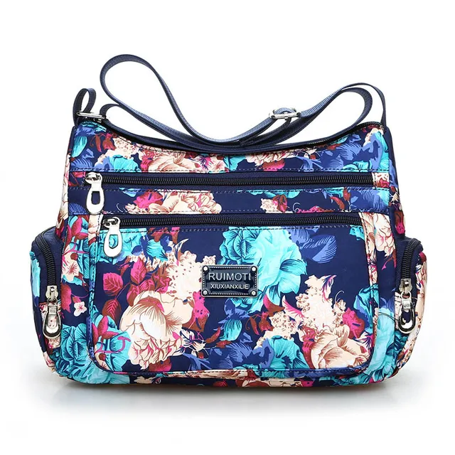 Fashion Floral Pattern Women Messenger Bag High Quality Durable Nylon Shoulder Bag Flower Pattern Multi-pockets Women Handbag 2