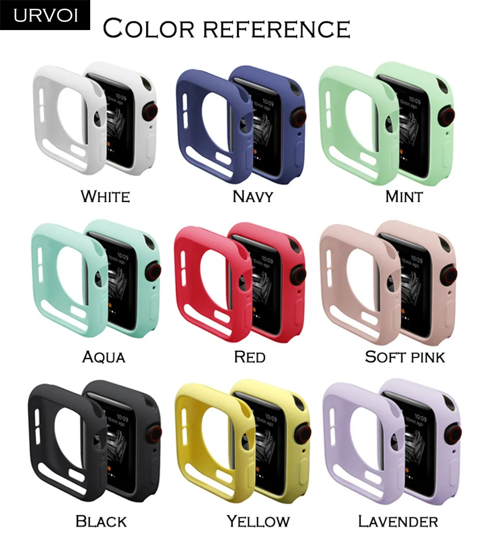 URVOI бампер для apple watch series 5 4 3 2 чехол iwatch ТПУ карамельного цвета тонкий защитный
