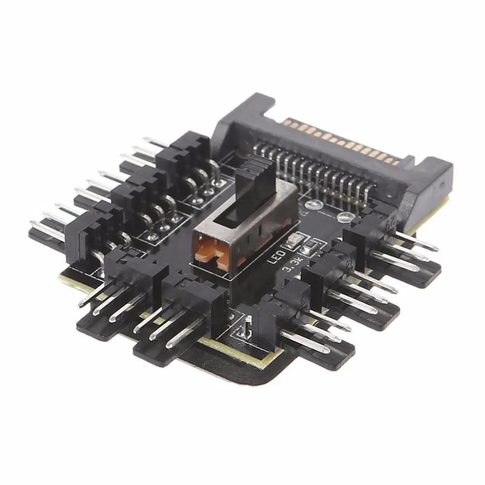 

Multi Way Splitter Cooler Cooling Fan Hub PC SATA 1 to 8 3pin PCB Adapter