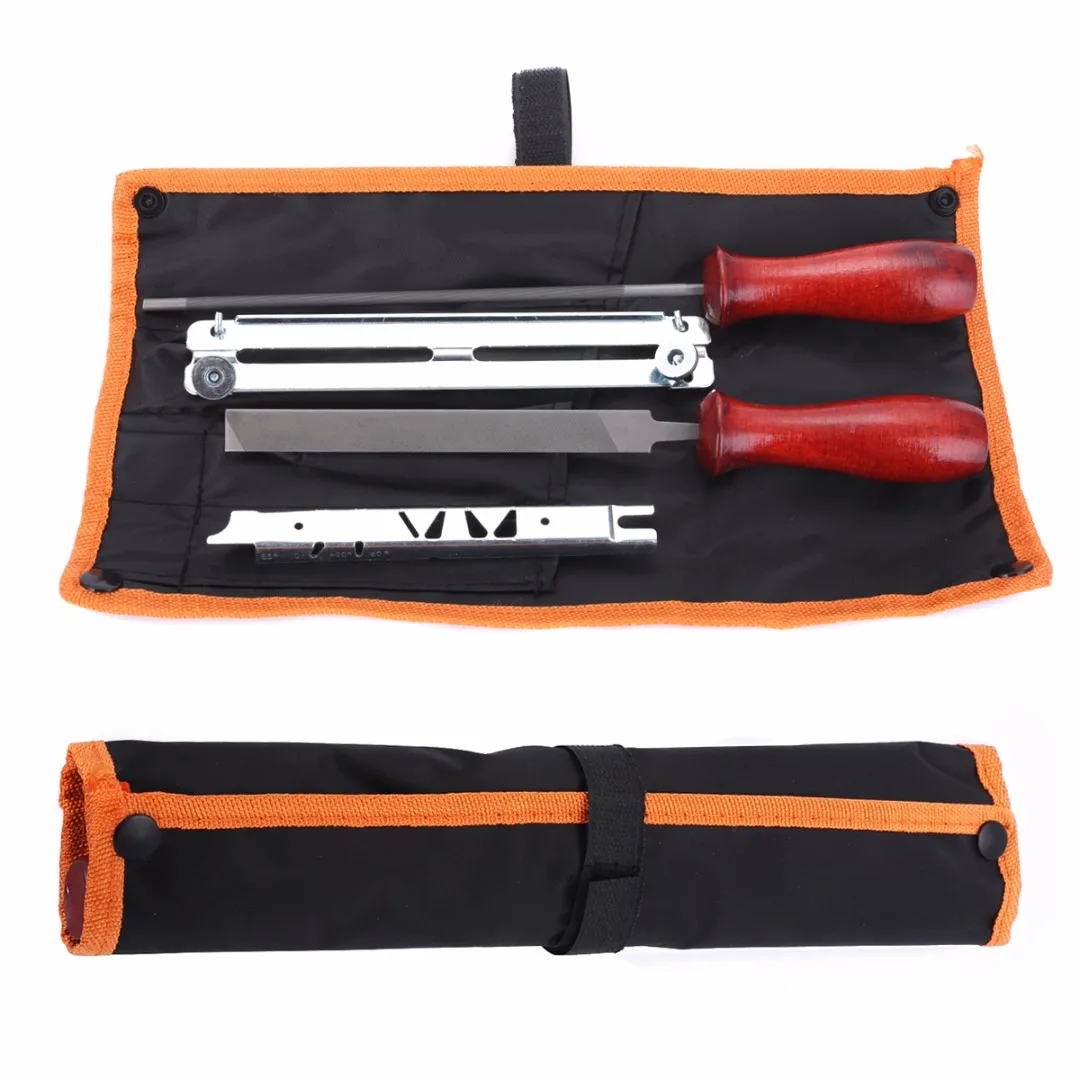 High Quality 5pcs/set Chainsaw Sharpening Filing Kit 5.2mm File Fit for 3/8" Pro Chain With Pouch Mayitr Hot Selling
