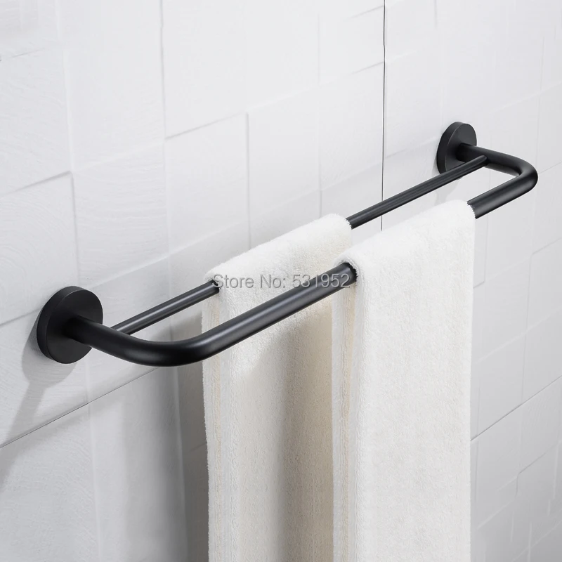 60CM Black Bathroom Towel Racks Bathroom Hardware Wall Mounted Bath Towel Shelves Double Rails 24 Inch 60CM Black Bathroom Towel Racks Bathroom Hardware Wall Mounted Bath Towel Shelves Double Rails 24 Inch