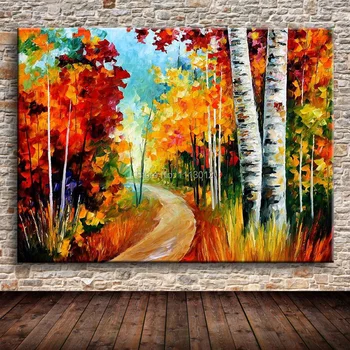 

Modern Home Wall Decorative Knife Abstract Fall Tree Oil Painting Hill Landscape Art Pictures On Canvas Handmade For Living Room