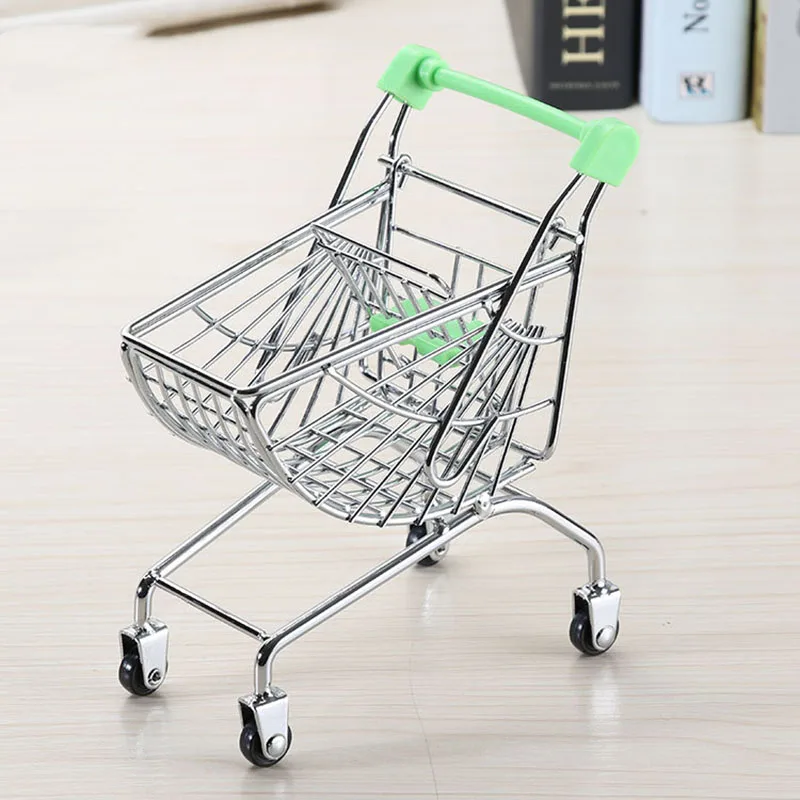 Mini Supermarket Shopping Cart Children's Trolley Simulation Miniature Shopping Cart For Home Living Room Model Small Ornaments