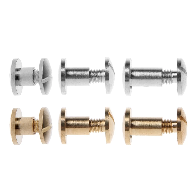 10Pairs Brass Chicago Screws Posts Belt Button for Leather Bookbinding Crafts